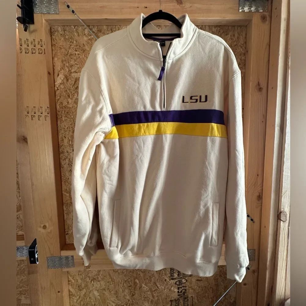 Colosseum Cream and Purple Men's LSC Zip Up Top